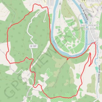 Trace GPS Saint Vincent Rives d'Olt, itinéraire, parcours