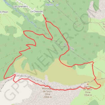 Trace GPS Montagne de Sous-Dine, itinéraire, parcours