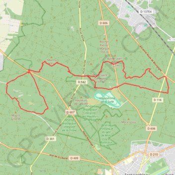 Trace GPS Boucle dans la forêt de Fontainebleau, itinéraire, parcours