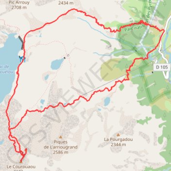 Trace GPS Pic Cadier, Courouaou et Lac de Migouléou, itinéraire, parcours