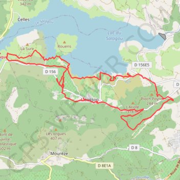 Trace GPS Lac du Salagou, itinéraire, parcours