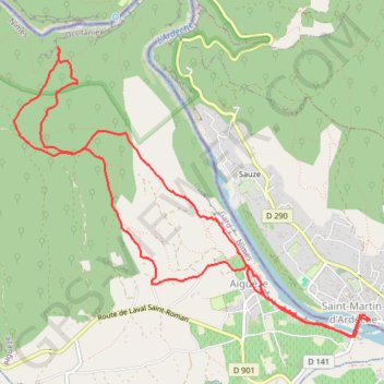 Trace GPS Saint-Matin d'Ardèche - Rochers de Castelviel, itinéraire, parcours