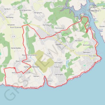 Trace GPS Circuit Trémorvezen-Poulguin-Port Manech, itinéraire, parcours