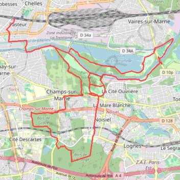 Trace GPS GPX Champs Sur Marne 23 nov, itinéraire, parcours