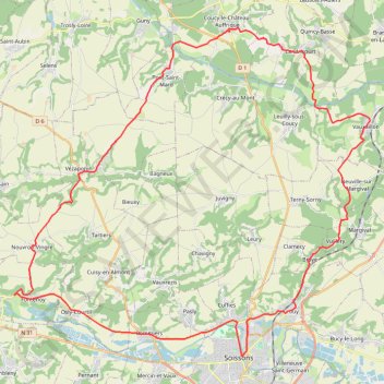 Trace GPS De Soissons à Coucy-le-Château, itinéraire, parcours