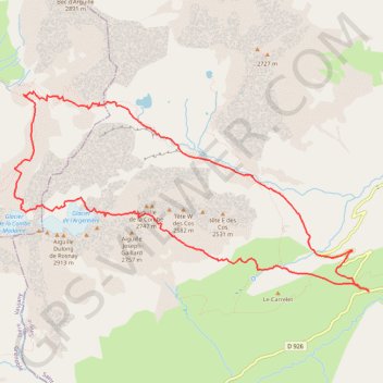 Trace GPS Traversée Aiguilles d'Argentière, itinéraire, parcours