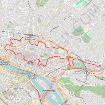 Trace GPS Rouen, itinéraire, parcours