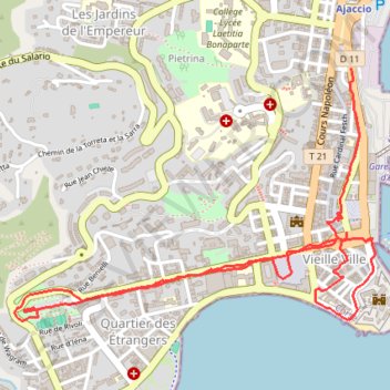 Trace GPS Corse du sud, Ajaccio, itinéraire, parcours