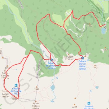 Trace GPS Tuc de Laziès et col d'Auèdole depuis l'étang de Bethmale, itinéraire, parcours
