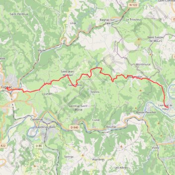 Trace GPS GR65 de Livinhac à Figeac, itinéraire, parcours