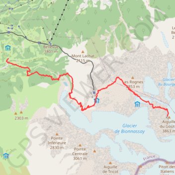 Trace GPS Mt Blanc Jour 1, itinéraire, parcours