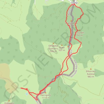 Trace GPS Autza depuis col d'Ispeguy, itinéraire, parcours