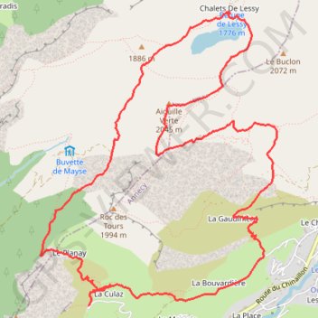 Trace GPS Lac de Lessy (Le Chinaillon - Bornes), itinéraire, parcours