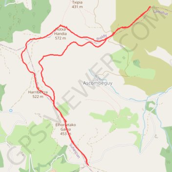 Trace GPS HOCHAHANDIA depuis le Col des Palombières, itinéraire, parcours
