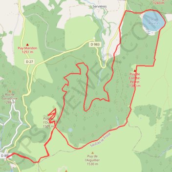 Trace GPS Lac de Servières par le col du Guéry, itinéraire, parcours