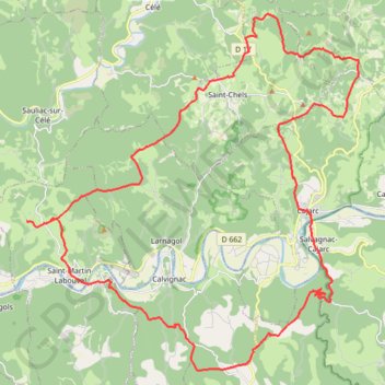Trace GPS Cénevières - Cajarc - Saint-Chels, itinéraire, parcours