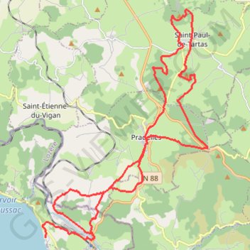 Trace GPS Gévaudan - Circuit des Monts du Tartas, itinéraire, parcours