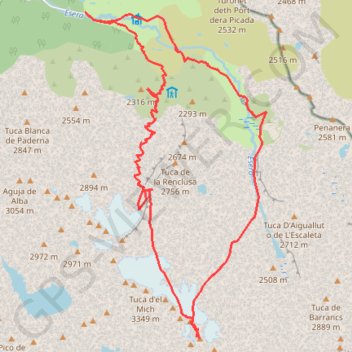 Trace GPS Aneto : Par le refuge de la Rencluse (Voie Normale), itinéraire, parcours