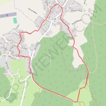 Trace GPS Promenade autour d'Ardiège et de Cier-de-Rivière, itinéraire, parcours