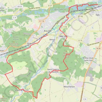 Trace GPS Egly - Breuillet, itinéraire, parcours