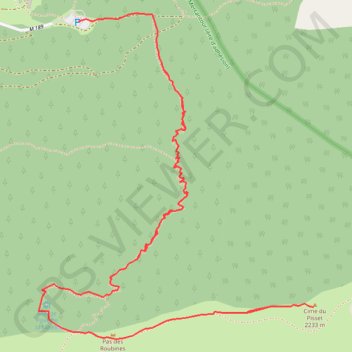 Trace GPS repérage - Cime du Pisset depuis le Parking Supérieur du Boréon, itinéraire, parcours