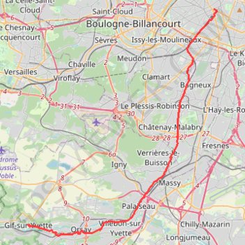 Trace GPS 39 Boulevard du Montparnasse (Paris) - Gif-sur-Yvette (91190), Essonne, Île-de-France, France, itinéraire, parcours