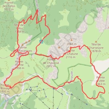 Trace GPS Pointe de Chalune, itinéraire, parcours