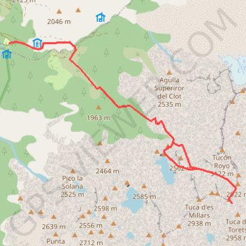 Trace GPS Pico de la Forqueta depuis Biadós, itinéraire, parcours