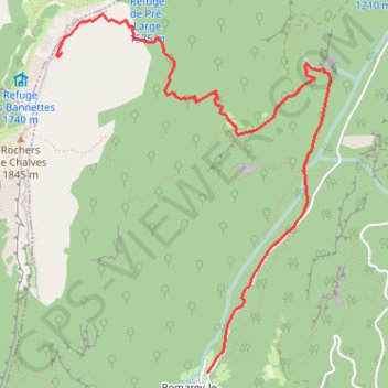 Trace GPS Rochers de Chalves depuis Pomarey (Chartreuse), itinéraire, parcours