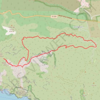 Trace GPS La Gardiole Mont Puget, itinéraire, parcours