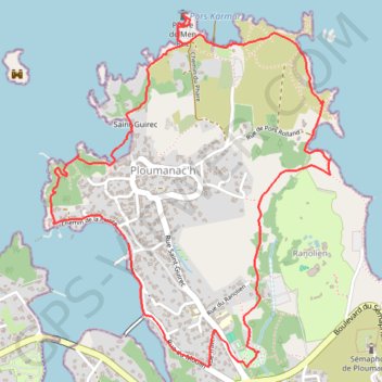 Trace GPS Randonnée sur la côte de granit rose à Ploumanach, itinéraire, parcours
