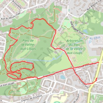 Trace GPS Parc de la Vallée-aux-Loups, itinéraire, parcours