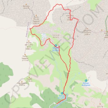 Trace GPS Llena del Bozo depuis Saleras, itinéraire, parcours