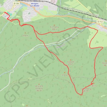 Trace GPS Balade sur les hauteurs de Wingen-sur-Moder, itinéraire, parcours