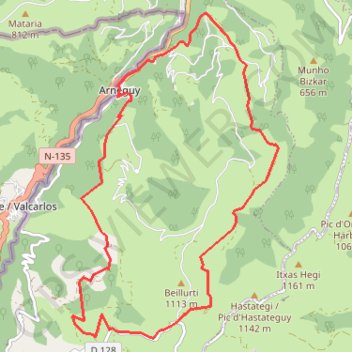 Trace GPS Arnéguy au Col Heganzo, itinéraire, parcours