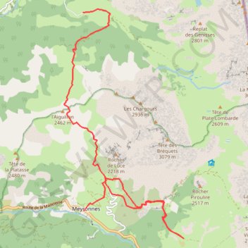 Trace GPS La Fouillouse - Meyronnes, itinéraire, parcours