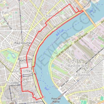 Trace GPS Bordeaux - Les quais, itinéraire, parcours