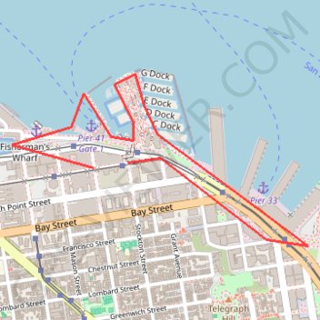 Trace GPS SF Pier 39, itinéraire, parcours