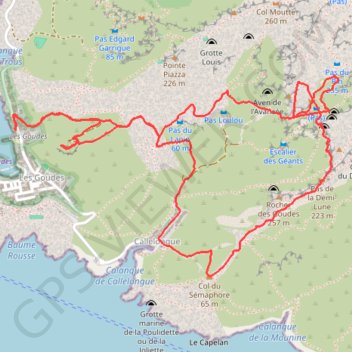 Trace GPS Le pas de la demi lune en démarrant des Goudes, itinéraire, parcours