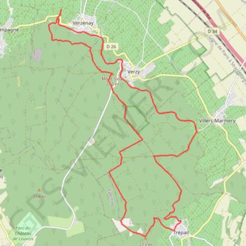 Trace GPS Les Faux de Verzy, itinéraire, parcours