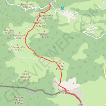 Trace GPS Pic d'Orhy depuis le col Bagargui, itinéraire, parcours