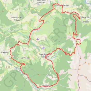 Trace GPS Boucle saint sébastien - col georges - retour par Mens, itinéraire, parcours