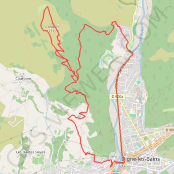 Trace GPS Digne-les-Bains : L'Andran - 5888 - UtagawaVTT.com, itinéraire, parcours