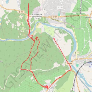 Trace GPS Partie sud du Topoguide du Gard No. 41, itinéraire, parcours