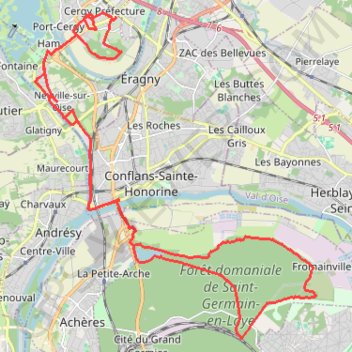 Trace GPS Cergy - Conflans - Forêt de Saint-Germain - Cergy, itinéraire, parcours
