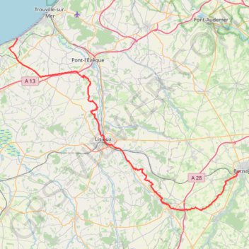 Trace GPS Rando raid Paris Deauville - de Bernay à Villers-sur-Mer, itinéraire, parcours