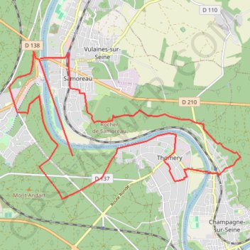 Trace GPS La seine d'Avon à Thomery, itinéraire, parcours