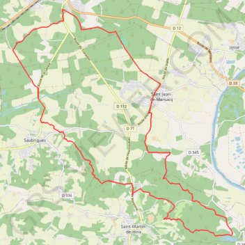 Trace GPS Boucle départ tyrosse, bois du Pouy, Tyrosse, itinéraire, parcours