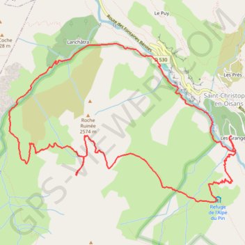 Trace GPS Roche Ruinée en boucle depuis Les Granges (Écrins), itinéraire, parcours