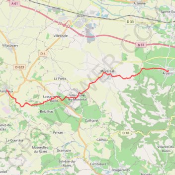Trace GPS Chemin du Piémont Pyrénéen - d'Arzens à Fanjeaux, itinéraire, parcours